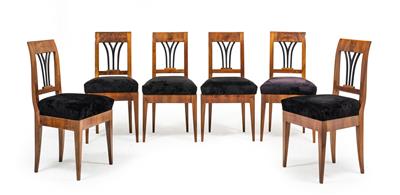 Satz von 6 Biedermeier Stühlen, - Möbel und dekorative Kunst