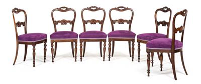 Set of 6 late Biedermeier chairs, - Mobili