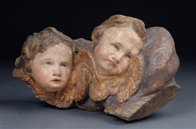 Two winged angel’s heads before a cloud, - Di provenienza aristocratica