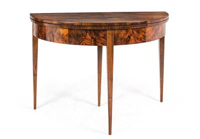 Biedermeier demi-lune console or games table, - Furniture