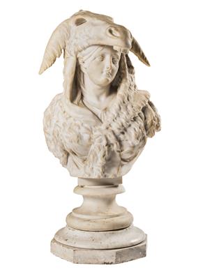 Bust of a young lady with a donkey skin, - Furniture