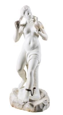 Marble figure of a slave tied to a tree trunk, - Mobili
