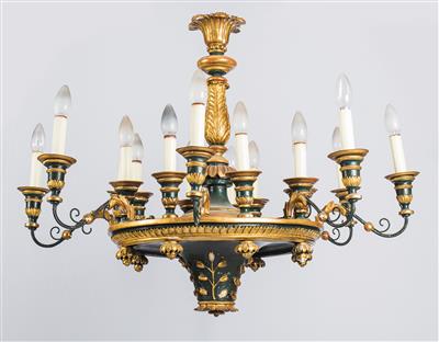 Large Biedermeier wooden chandelier, - Nábytek, koberce