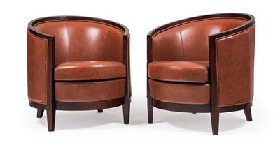 Pair of club armchairs, - Furniture