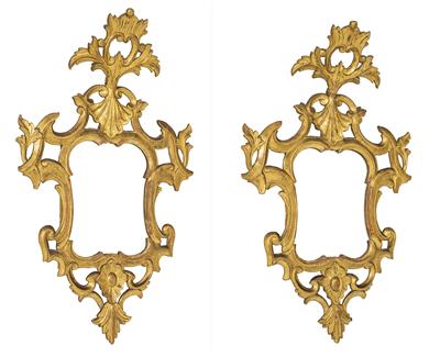 Pair of cartouche-shaped wall mirrors, - Mobili