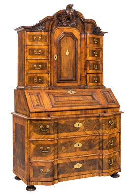 Rococo tabernacle bureau cabinet, - Furniture