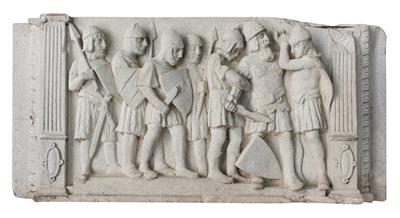 Cast stone relief "A Roman soldier is captured", - Nábytek, koberce