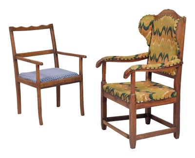 Rustic wing-back chair and an armchair, - Rustikální nábytek