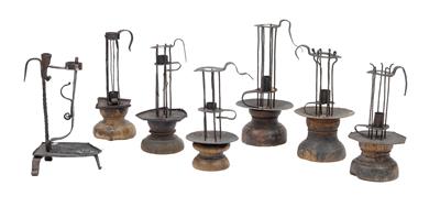 Seven different candle holders, - Rustic Furniture