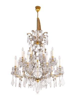Large crown-shaped glass chandelier, - Mobili