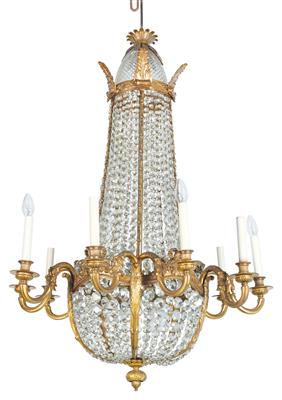 Large basket-shaped chandelier, - Furniture