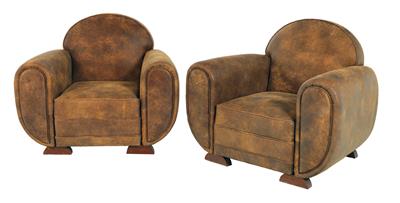 Pair of club chairs, - Furniture