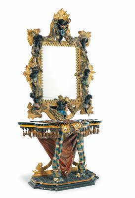 Prächtiger venezianischer Konsoltisch mit Wandspiegel, - Möbel und dekorative Kunst