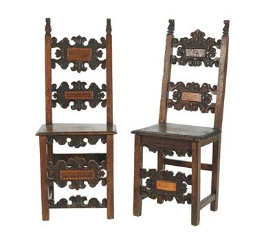 Two slightly different wooden chairs, - Mobili
