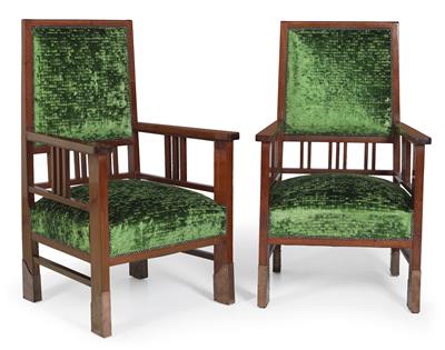 Pair of armchairs, - Furniture and the decorative arts