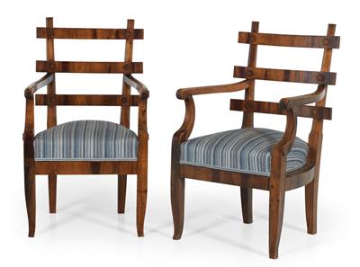 Pair of Biedermeier armchairs, - Mobili e arti decorative
