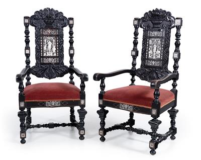 Pair of Historicist armchairs, - Nábytek, koberce