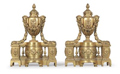 Pair of fireplace chenets, - Furniture and the decorative arts