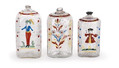 Three Freudenthal schnaps bottles, - Castle Schwallenbach - Collection Reinhold Hofstätter (1927- 2013)