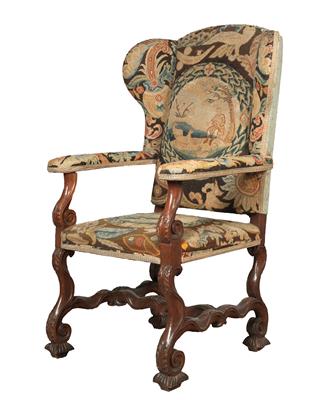 Large early baroque wing-back armchair, - Castle Schwallenbach - Collection Reinhold Hofstätter (1927- 2013)
