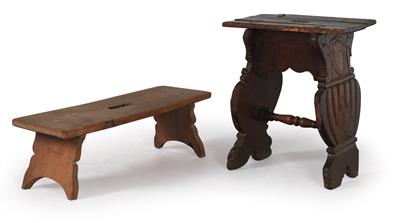 Small plank stool, - Castello Schwallenbach - Collezione Reinhold Hofstätter (1927- 2013)