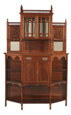 Small Historicist sideboard with vitrine, - Furniture