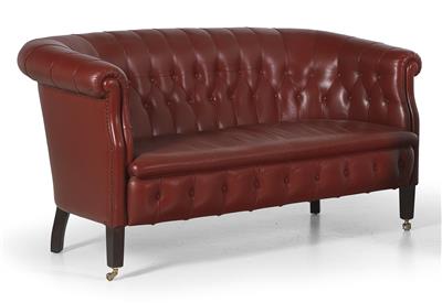 Red leather sofa, - Furniture