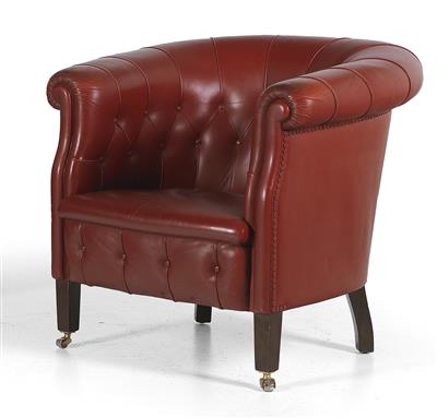 Red leather fauteuil, - Nábytek, koberce