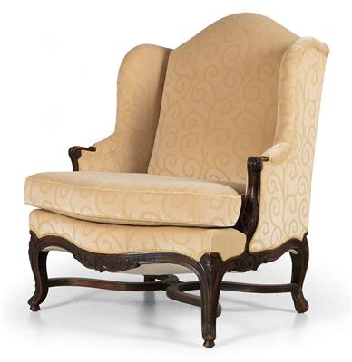 Exceptionally wide French Baroque wing-back chair, - Furniture