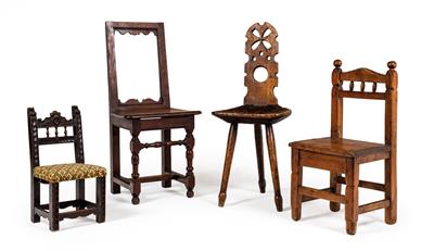 Group of 4 provincial chairs, - Mobili rustici