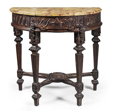 Provincial French demi-lune console table, - Rustikální nábytek