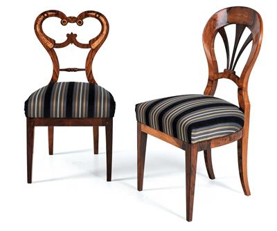 Two different Biedermeier chairs, - Mobili e arti decorative