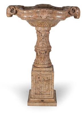 Brunnenbecken auf Säule im römischen Barockstil, - Möbel und dekorative Kunst