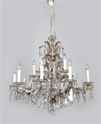 Crown-shaped glass chandelier, - Mobili e arti decorative