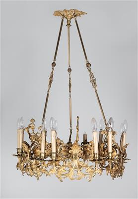 Historicist ring-shaped chandelier, - Furniture and Decorative Art