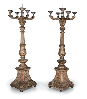 Pair of large candelabras, - Nábytek