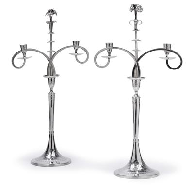 A pair of Empire candlesticks from Vienna with two-light girandole inserts, - Kolekce Reinhold Hofstätter