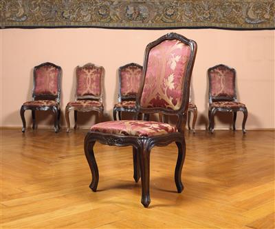 Six slightly different Baroque chairs, - Collection Reinhold Hofstätter