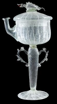 A reticello glass goblet with cover, - Collection Reinhold Hofstätter