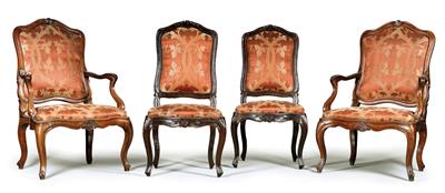 A pair of Baroque armchairs and a pair of Baroque chairs, - Collezione Reinhold Hofstätter