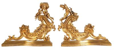 A pair of andirons, - Kolekce Reinhold Hofstätter