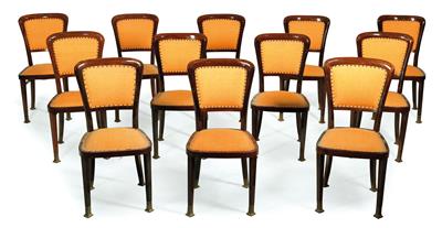 A set of 12 Art Nouveau chairs, - Collezione Reinhold Hofstätter