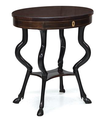 Oval late Biedermeier sewing table, - Nábytek