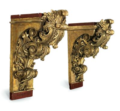 Pair of large carved sections, - Mobili e arti decorative