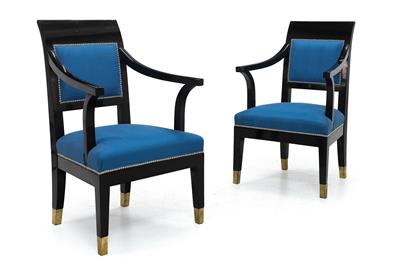 Pair of Neo-Classical revival armchairs, - Furniture and Decorative Art