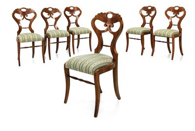 Satz von 6 Biedermeier Sessel, - Möbel und dekorative Kunst