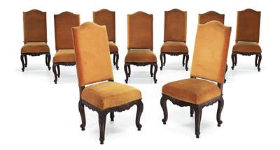 Set of 9 Baroque chairs, - Mobili e arti decorative