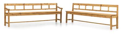 Two long tavern benches, - Rustic Furniture