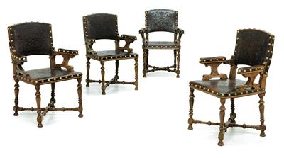 A set of 4 historical revival style armchairs, - Majetek aristokratického původu a předměty důležitých proveniencí