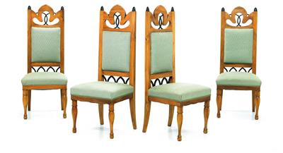 A set of 4 high back chairs, - Di provenienza aristocratica